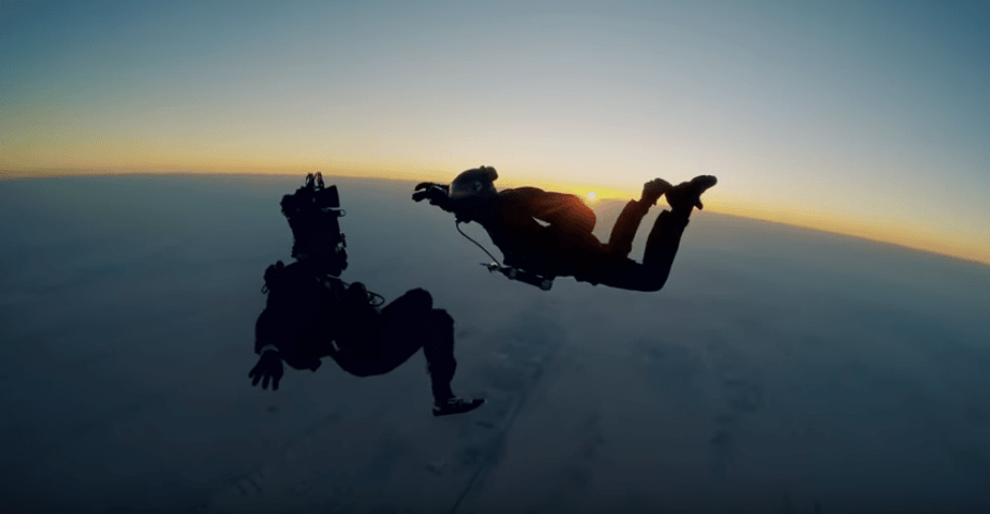 Tom Cruise skydiving in Mission: Impossible - Fallout