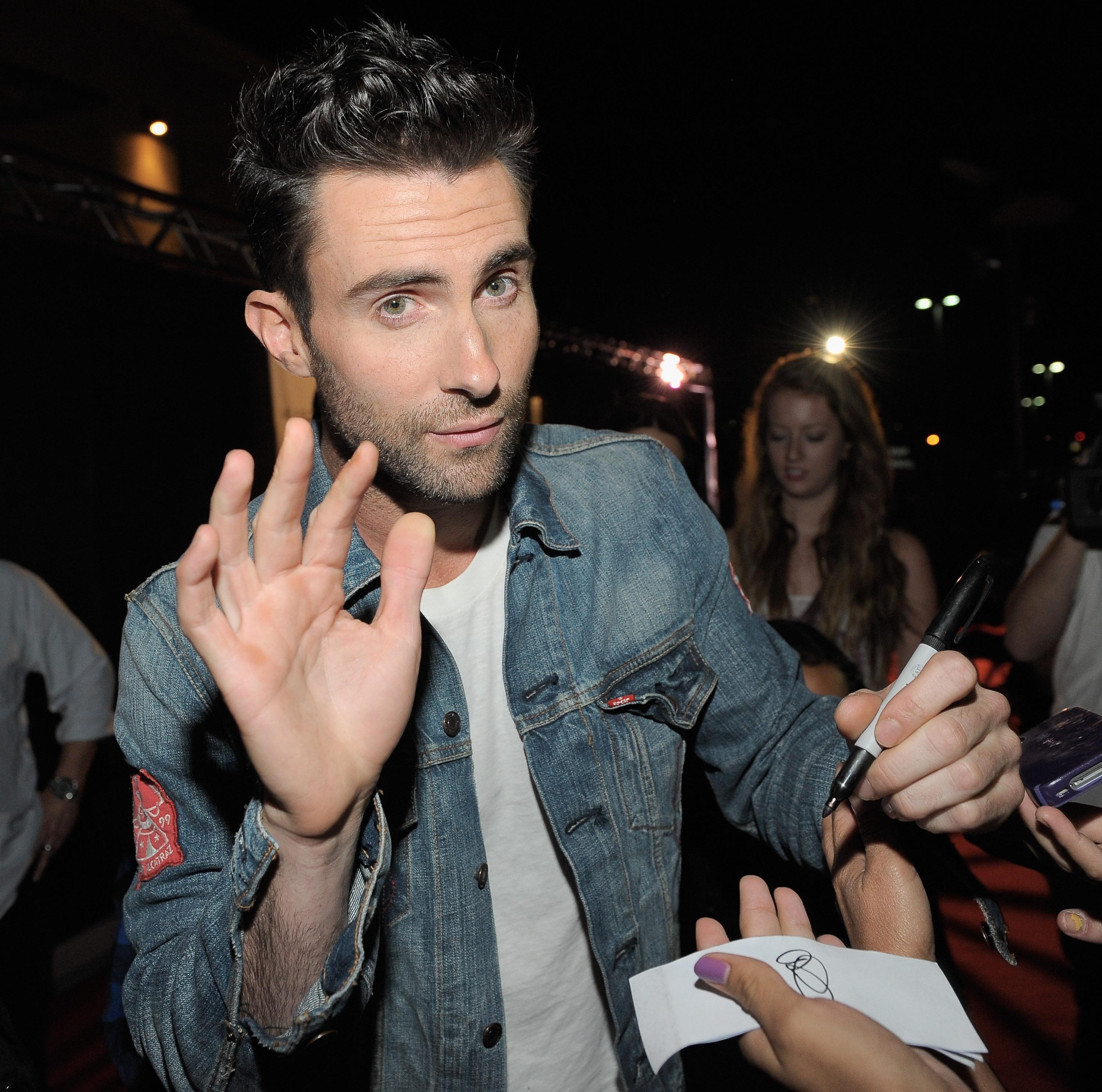 Adam Levine Attends the Grand Opening Of M. Fredric At Westfield Valencia Town Center