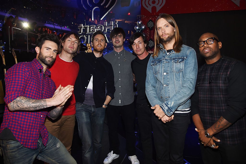 Maroon 5 poses backstage at iHeartRadio Jingle Ball 2014