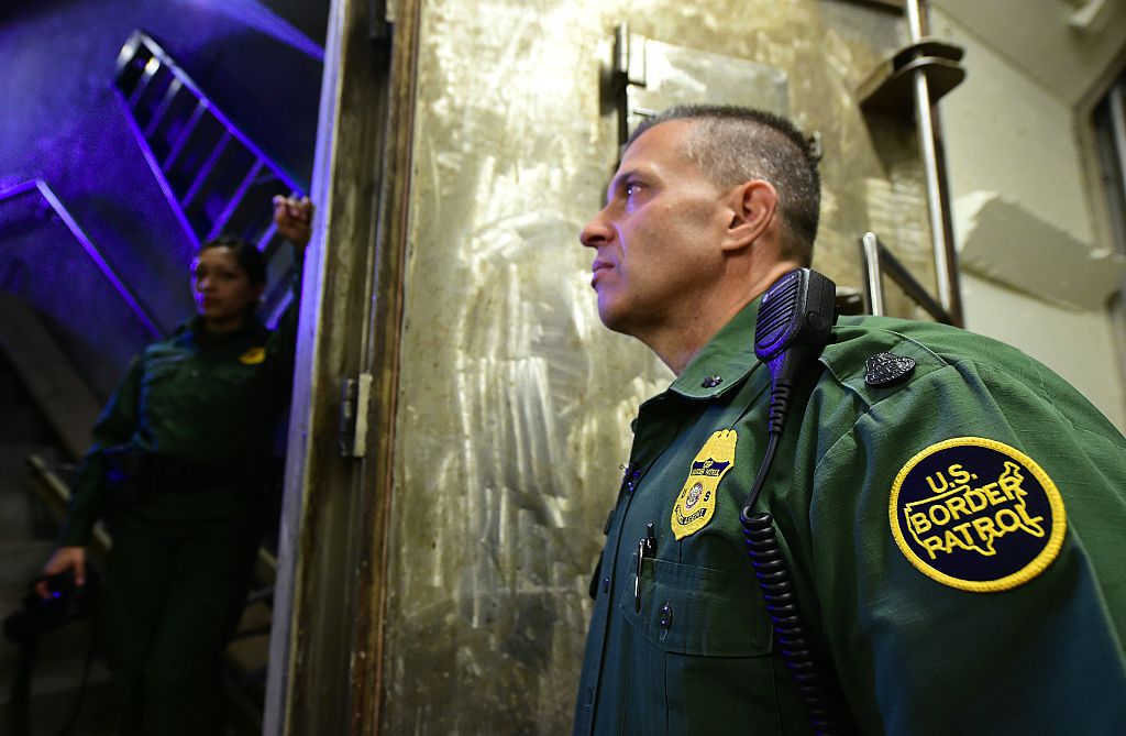 US Border Patrol in an underground drug tunnel
