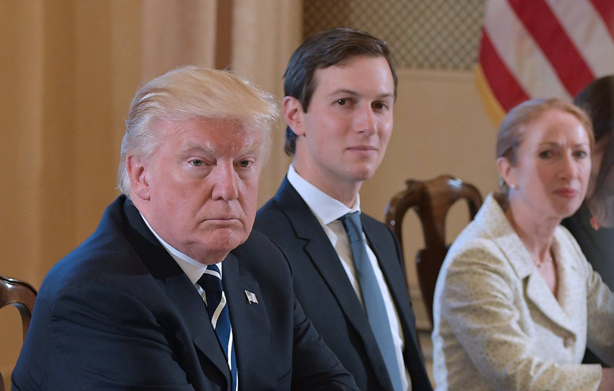 Donald Trump and senior advisor Jared Kushner take part in a meeting