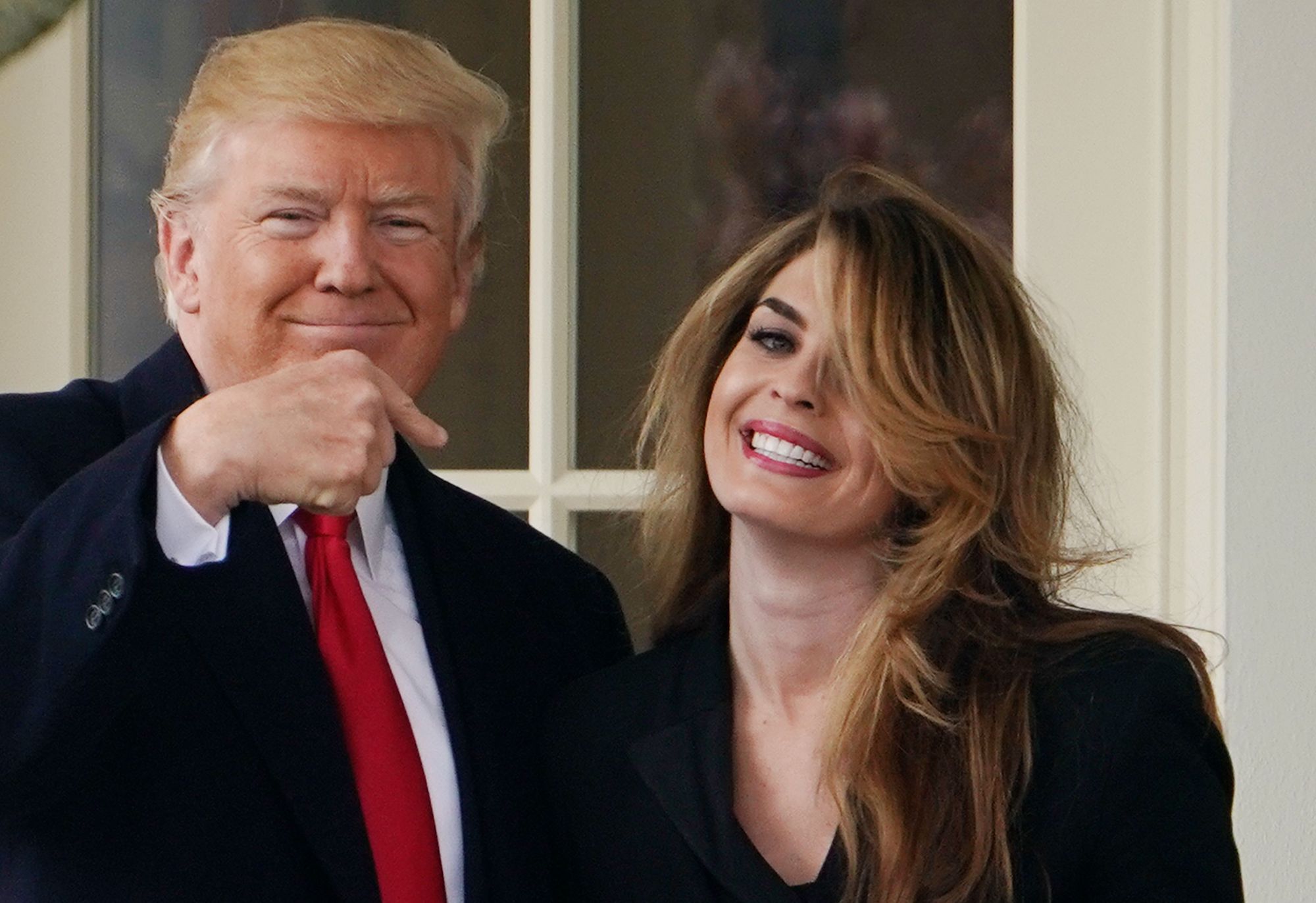 Donald Trump points to former communications director Hope Hicks