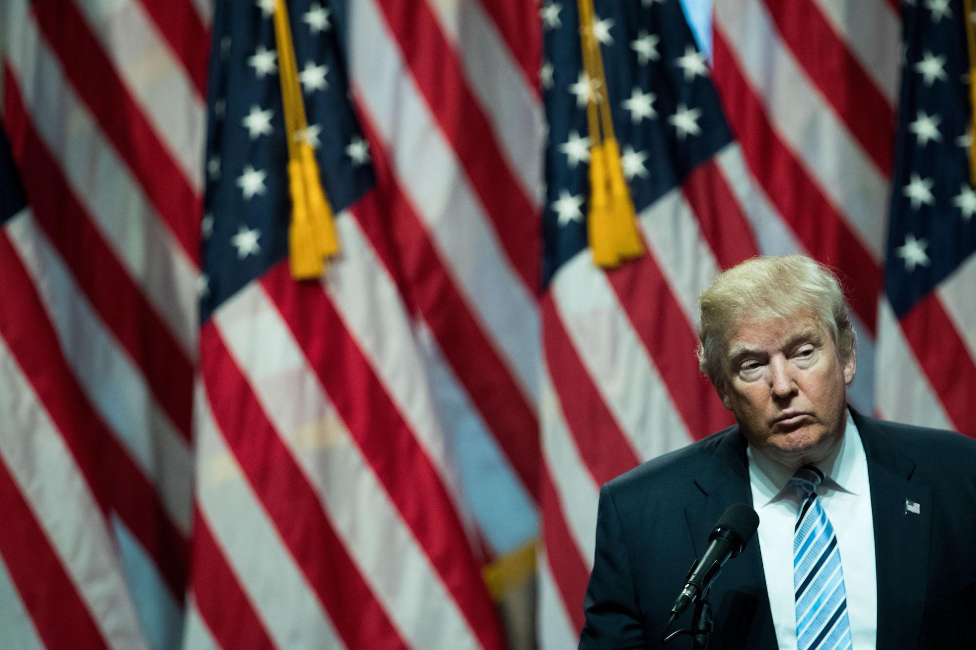 Donald Trump speaks before introducing Mike Pence