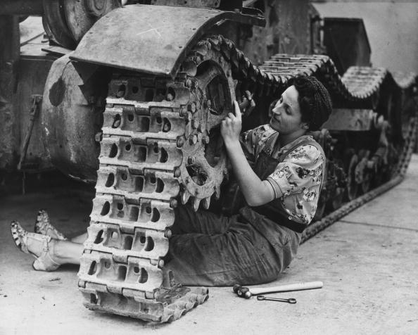 A woman fixing a track
