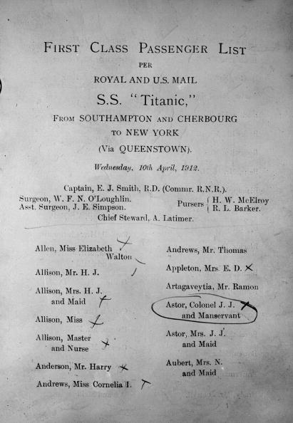 First class passenger list Titanic