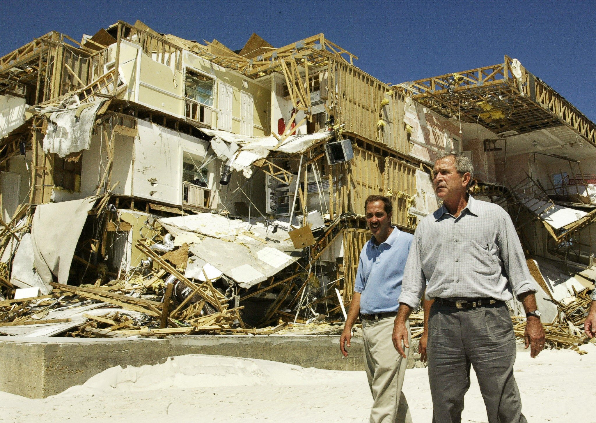 Hurricane Ivan destroys condos in Orange Beach, Alabama.