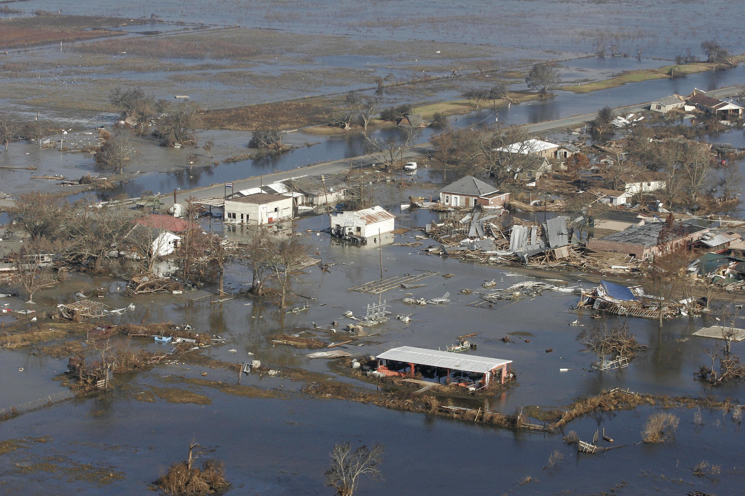 Flood waters in Cameron, La., after Hurricane Rita
