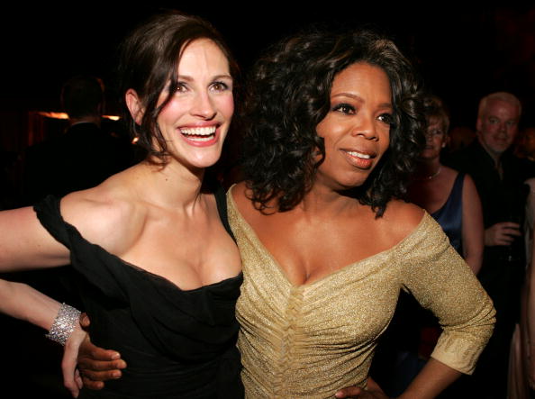 Actress Julia Roberts and television host Oprah Winfrey