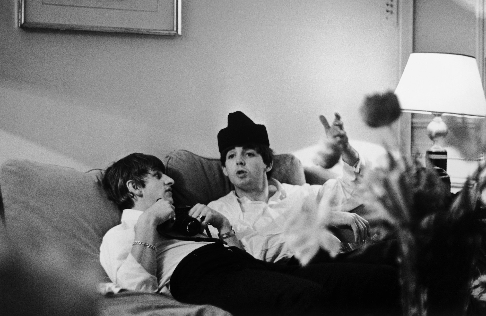 Ringo Starr and Paul McCartney in a Paris hotel room