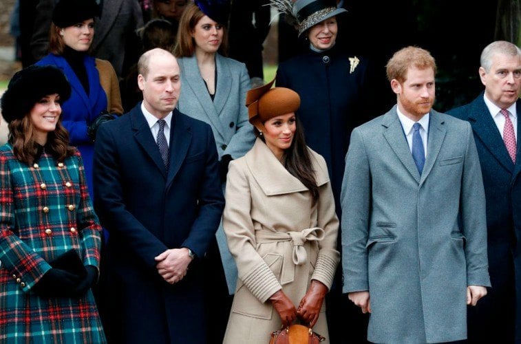Duchess Kate Middleton, Prince William, Duchess Meghan Markle, Prince Harry celebrating Christmas.