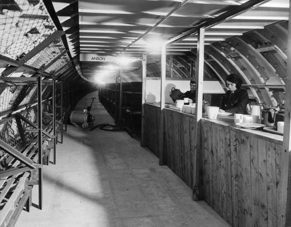 1942: The canteen area inside one of London's hush-hush deep bomb shelters between Balham Hill and South Lambeth