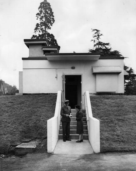 The blast and air-proof entrance to the underground headquarters of the Royal Observer Corps, specially constructed to be used in the event of nuclear war