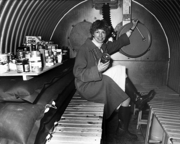 A woman in one of the government-approved nuclear shelters in York