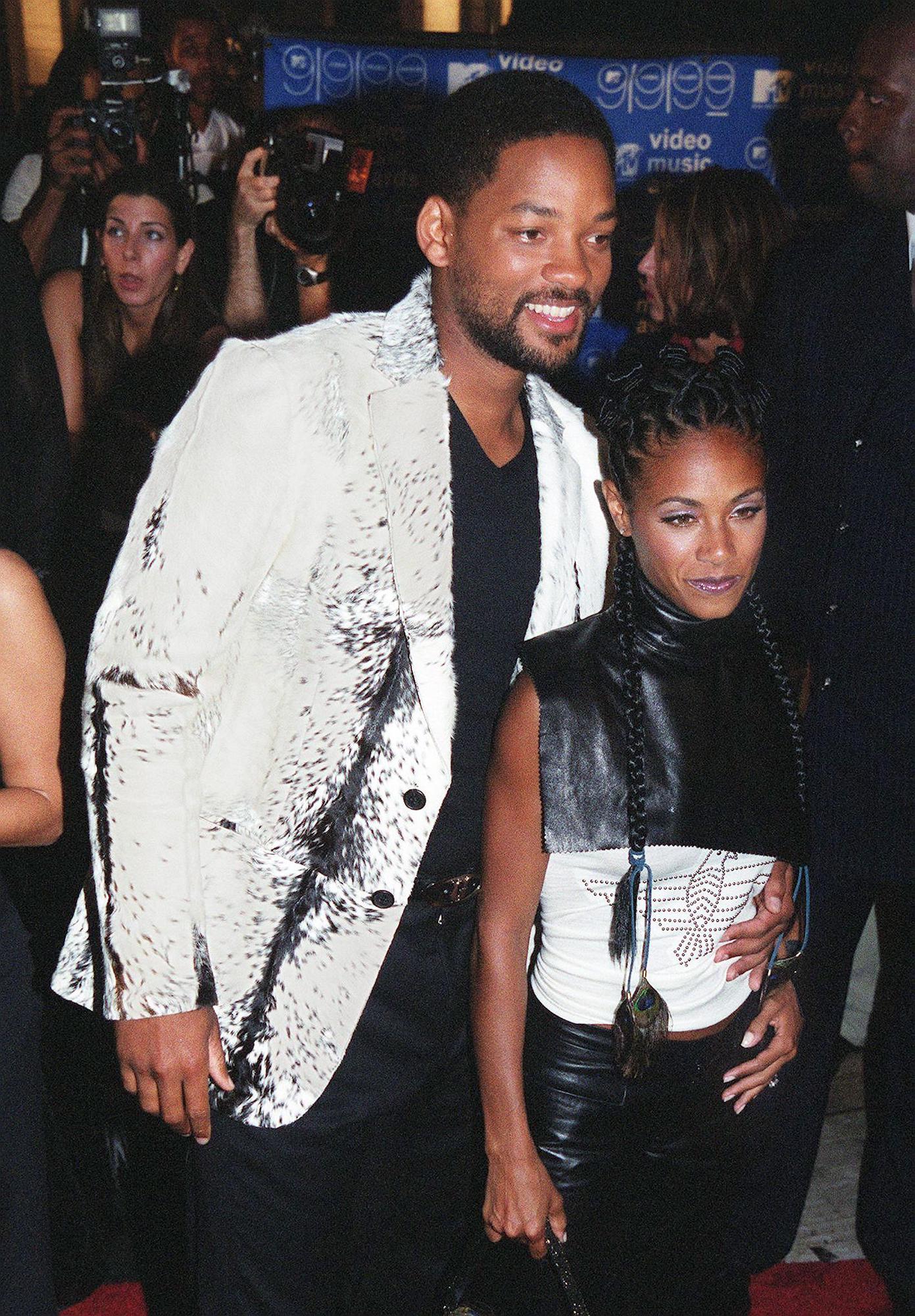 Will Smith and Jada Pinkett Smith arrive for the arrive for the MTV Video Music Awards in 1999