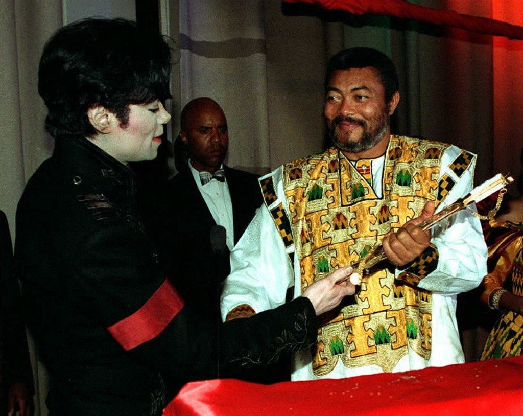 Michael Jackson with Jerry Rawlings, President of the West African nation of Ghana