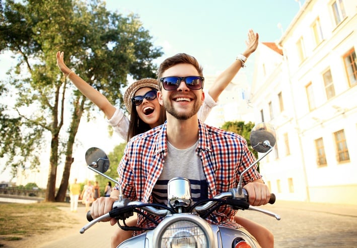 couple on a motorcycle couple on a motorcycle