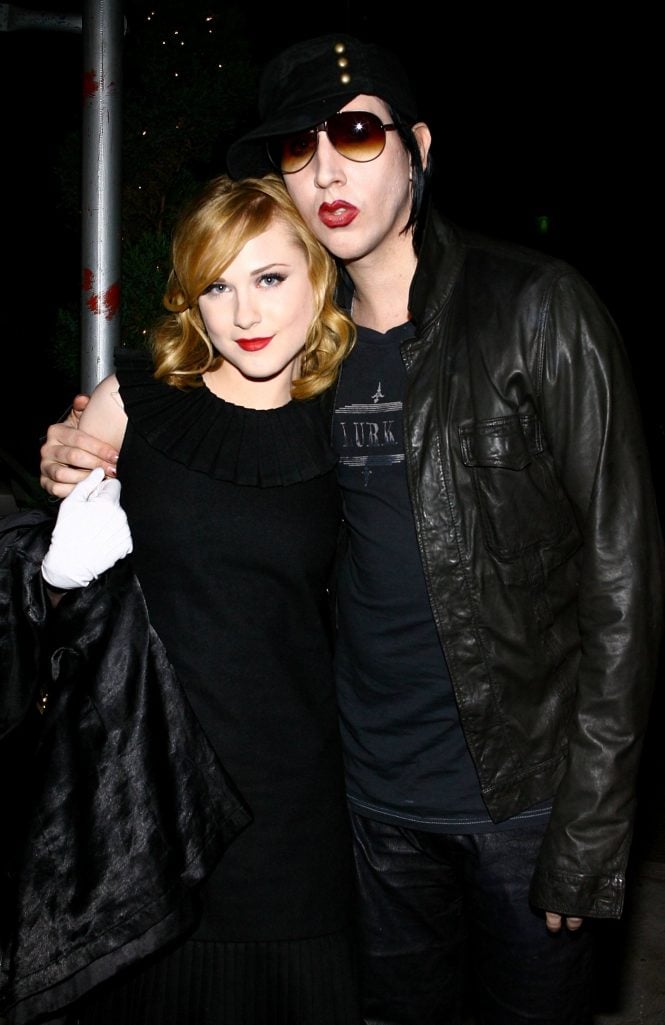 Evan Rachel Wood and Marilyn Manson arrive at an after-party in 2007.