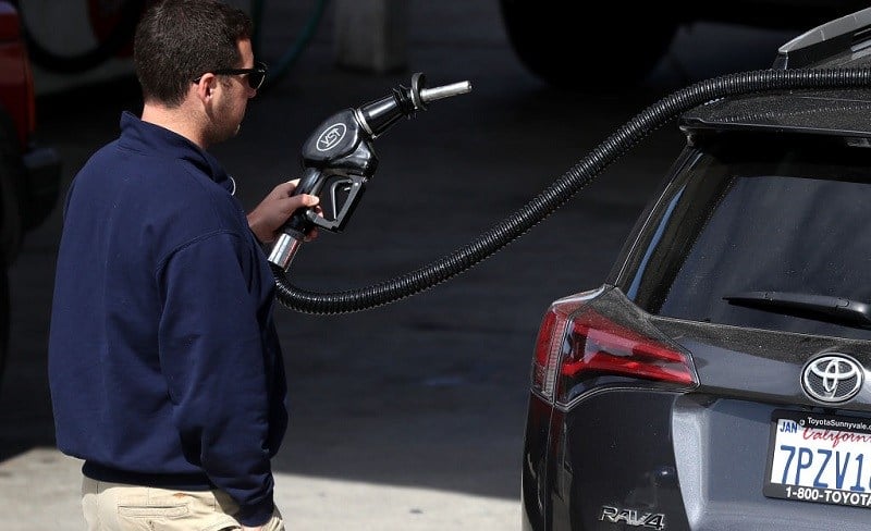 SAN ANSELMO, CA - MAY 10: A customer prepares to pump gasoline into his car at a gas station on May 10, 2017 in San Anselmo, California. California Gov. Jerry Brown is set to announce his revised State budget proposal on Thursday after State senators approved a proposal to increase gas taxes and vehicle fees by $5.2 billion per year to help pay for much needed repairs of CaliforniaÕs aging roads, highways and bridges.