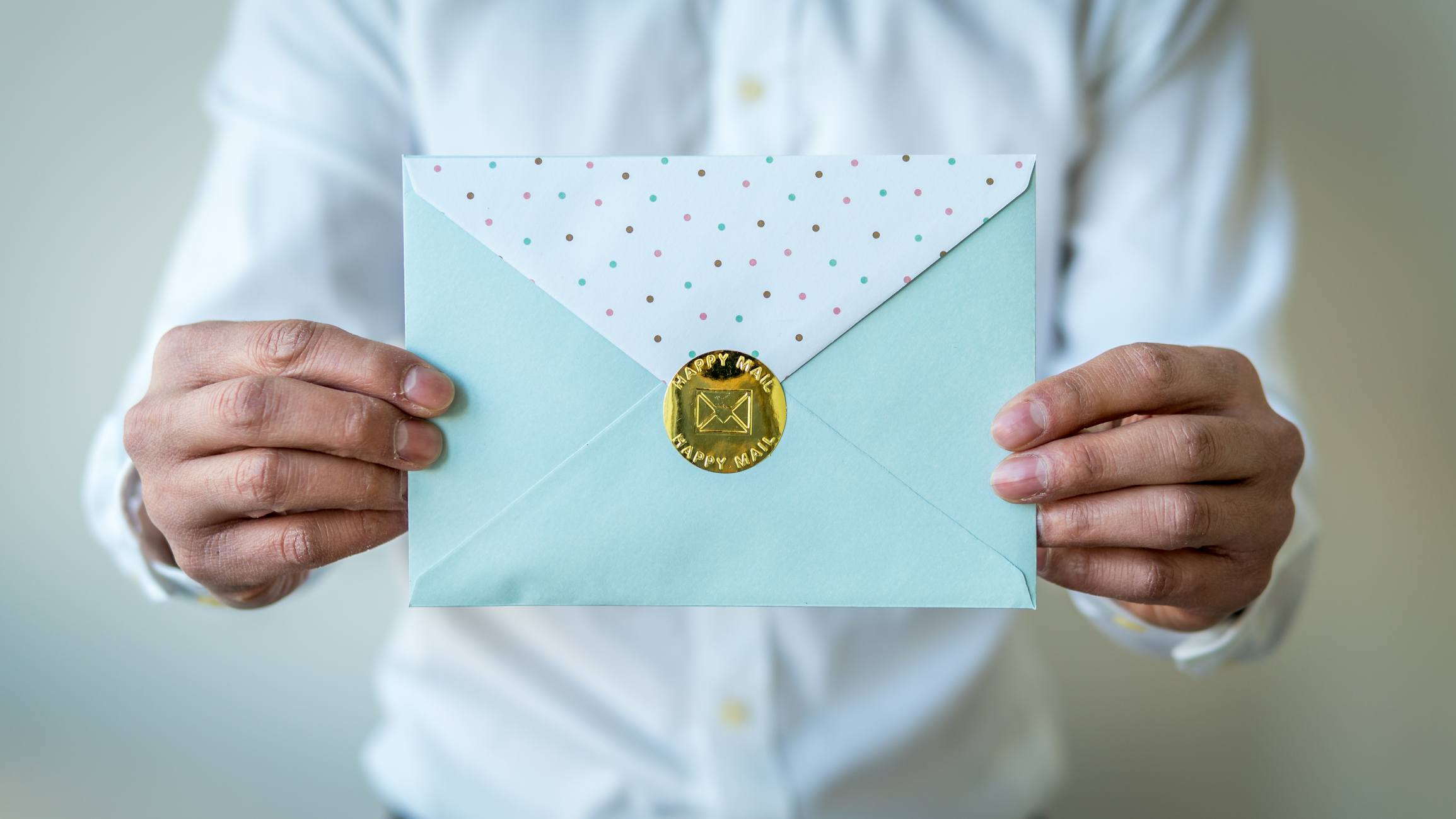 Holding greeting card