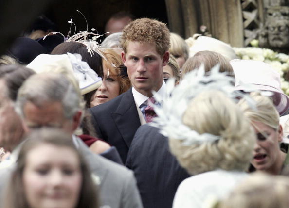 Prince Harry leaves the wedding of The Duchess of Cornwall's son, Tom Parker Bowles, to magazine executive Sara Buys in 2005