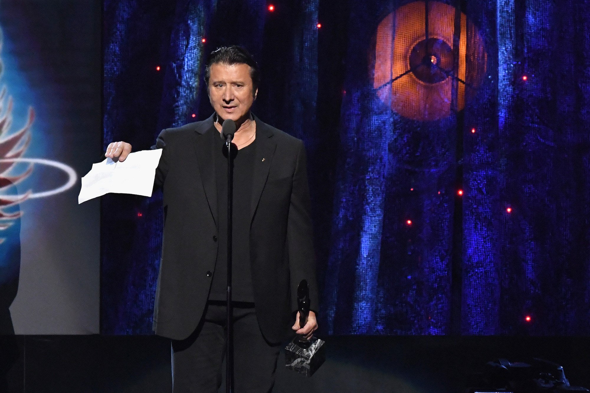 Steve Perry of Journey speaks onstage at the 32nd Annual Rock & Roll Hall Of Fame Induction Ceremony