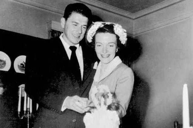 Ronald and Nancy Reagan at their wedding in 1952