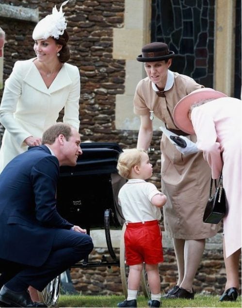 Kate Middleton, Prince William, Prince George, Maria Borrallo, and Queen Elizabeth II