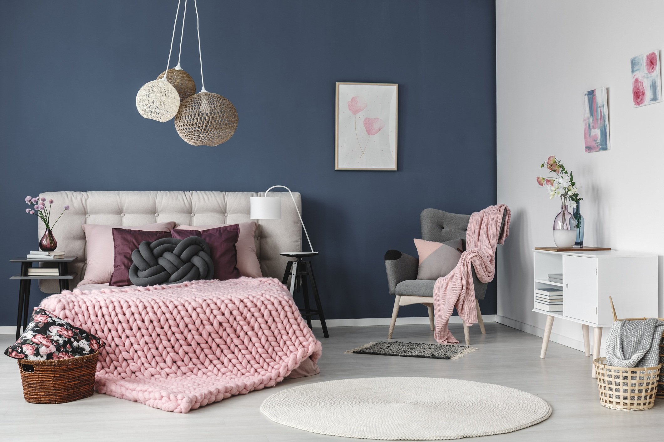 Millennial pink living room