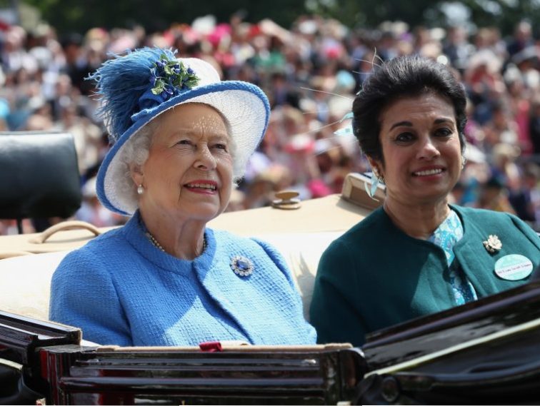 Queen Elizabeth II and Princess Sarvath El Hassan of Jordan