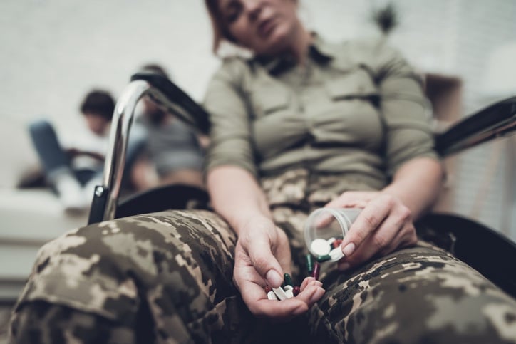 Depressed veteran with pills