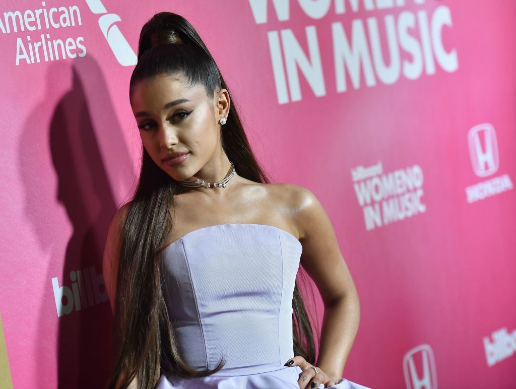 Ariana Grande Ariana Grande attends Billboard's 13th Annual Women In Music event at Pier 36 in New York City on December 6, 2018.
