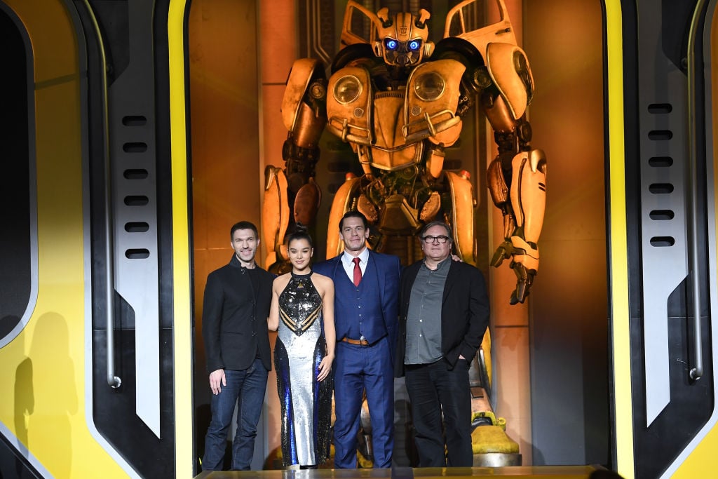 Bumblebee cast (L-R)Travis Knight, Hailee Steinfeld, John Cena, Lorenzo di Bonaventura attend Paramount Pictures' Beijing press conference for 'Bumblebee' on December 14, 2018 in Beijing, China.