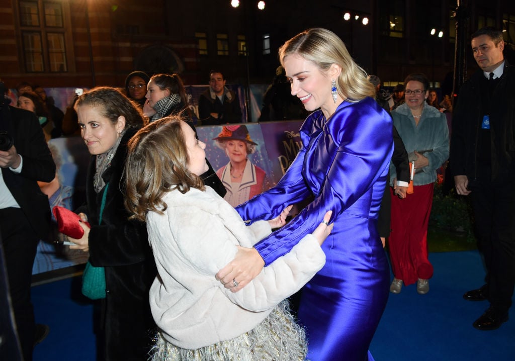 Emily Blunt and Pixie Davies Pixie Davies and Emily Blunt attend the European Premiere of "Mary Poppins Returns" at Royal Albert Hall on December 12, 2018 in London, England.