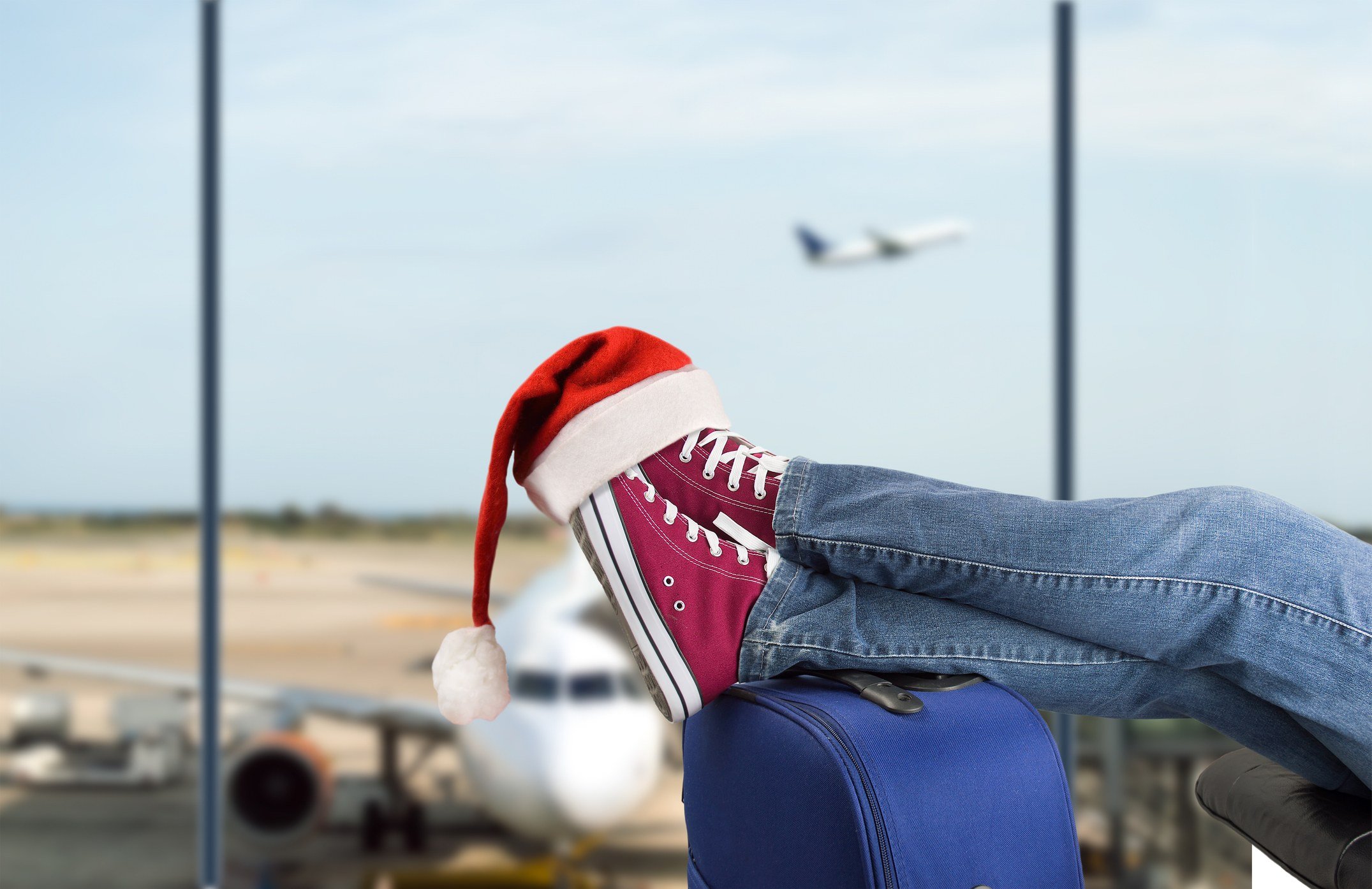 Santa hat at the airport
