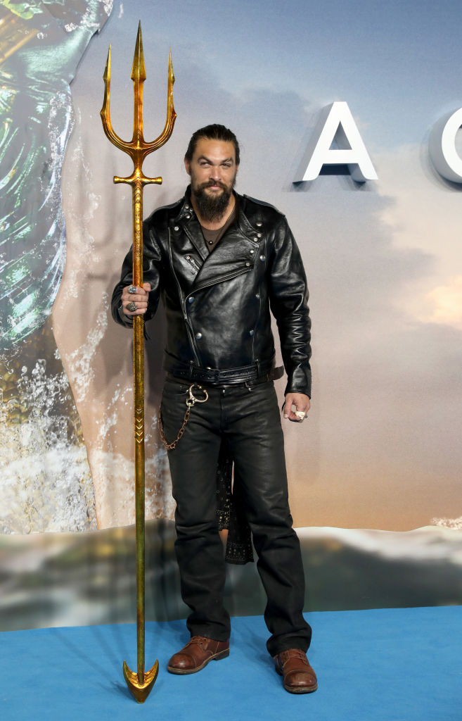Jason Momoa attends the "Aquaman" world premiere at Cineworld Leicester Square on November 26, 2018 in London, England.