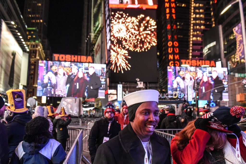 Times Square ahead of the New Year's Eve celebration on December 31, 2017 in New York City