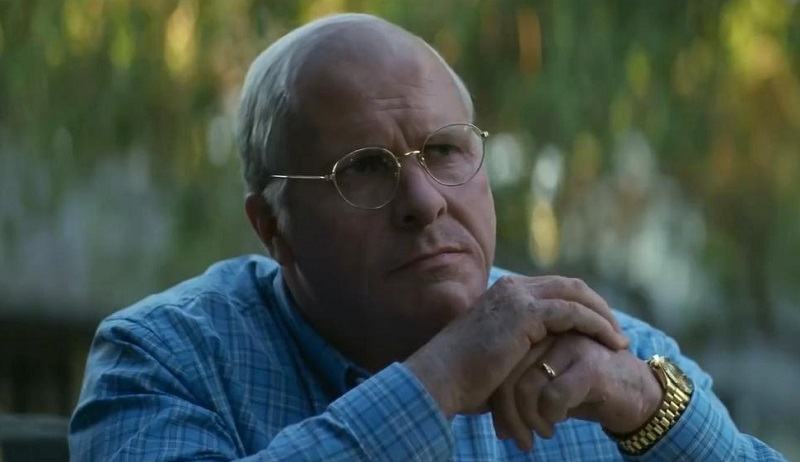 Christian Bale in costume as Dick Cheney in 'Vice'