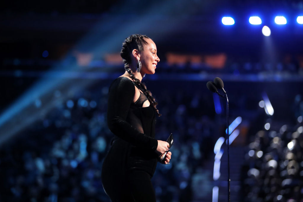 Ailcia Keys speaks onstage during the 60th Annual GRAMMY Awards at Madison Square Garden on January 28, 2018 in New York City. 