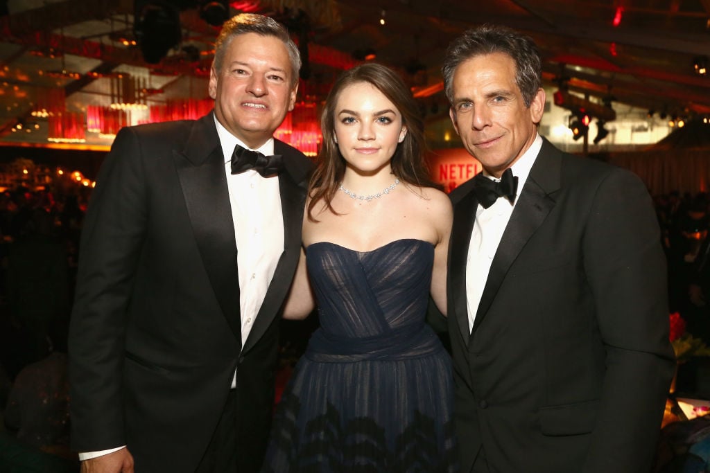 Netflix Chief Content Officer Ted Sarandos, Ella Olivia Stiller and Ben Stiller January 2019.