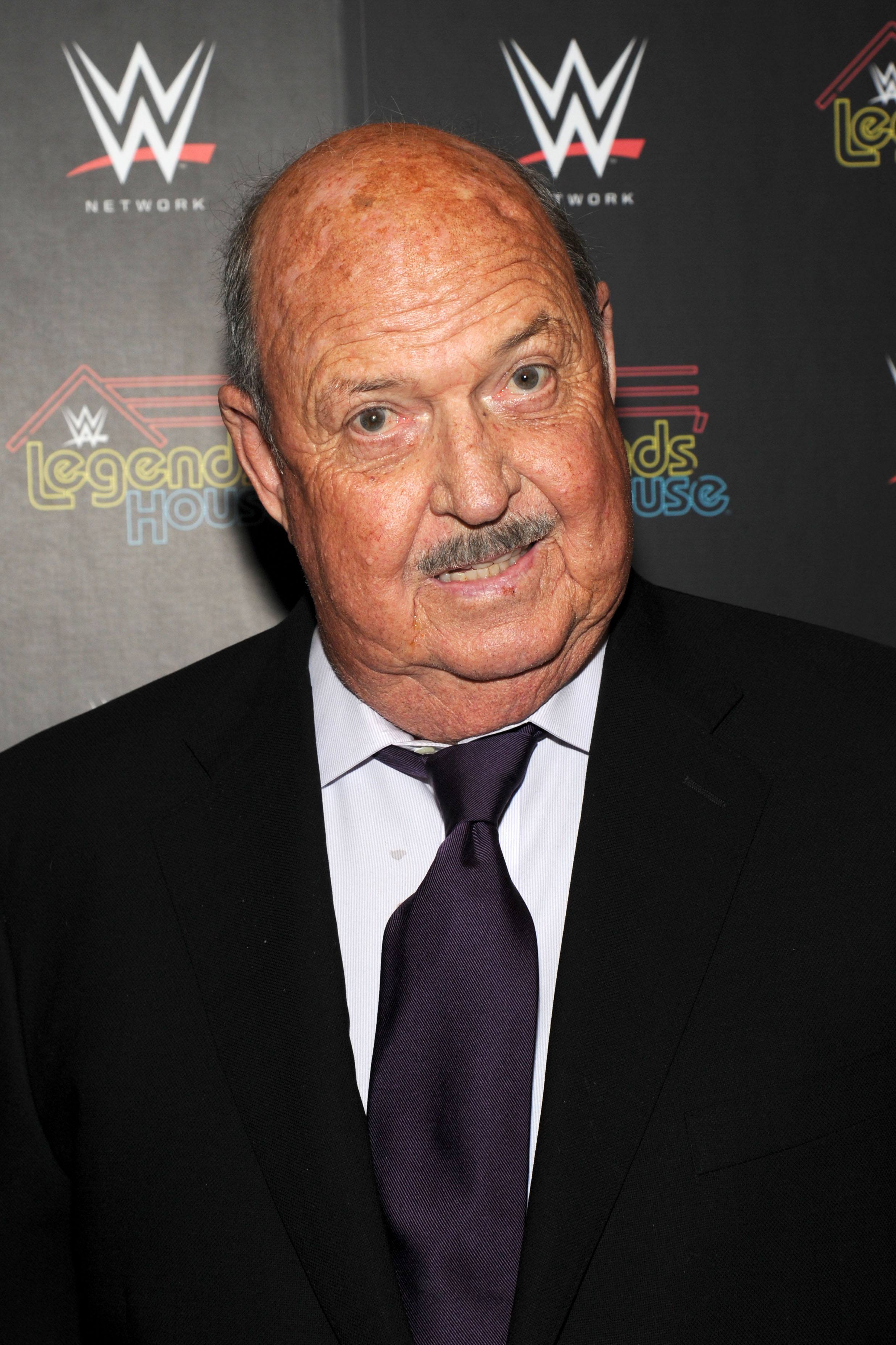 Gene Okerlund Gene Okerlund attends the WWE screening of "Legends' House" at Smith & Wollensky on April 15, 2014 in New York City.