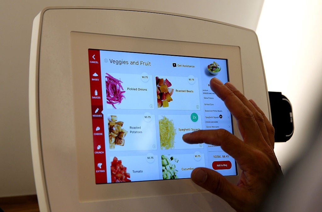 A self-serve fast food kiosk
