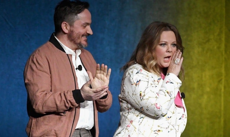 Director/Actor Ben Falcone (L) and actor Melissa McCarthy speak onstage during CinemaCon 2018 Warner Bros. Pictures Invites You to "The Big Picture," an Exclusive Presentation of our Upcoming Slate at The Colosseum at Caesars Palace during CinemaCon, the official convention of the National Association of Theatre Owners, on April 24, 2018 in Las Vegas, Nevada.