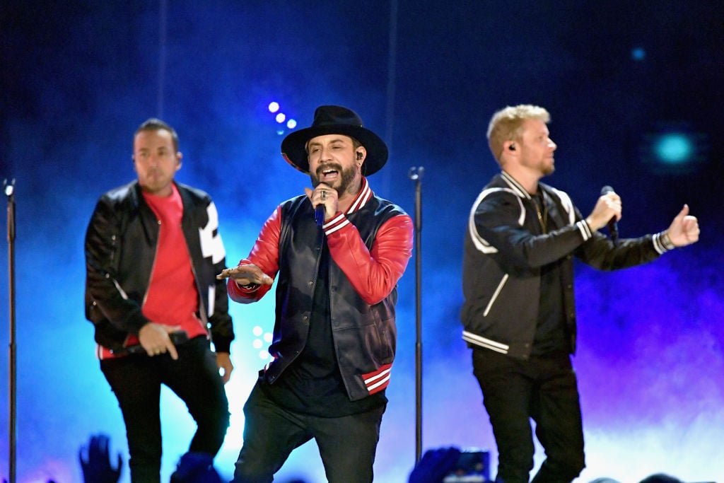 Howie Dorough, A.J. McLean, and Brian Littrell of Backstreet Boys perform onstage at the 2018 CMT Music Awards at Bridgestone Arena on June 6, 2018 in Nashville, Tennessee.  