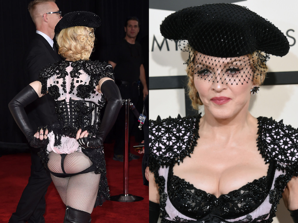 Madonna raised eyebrows with her look at the 2015 Grammy Awards.