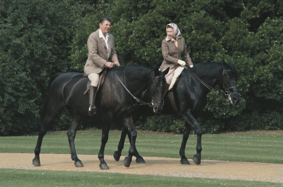 Queen Elizabeth riding a horse