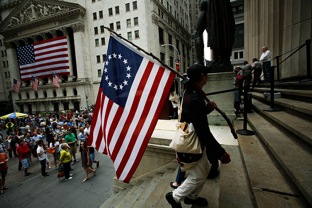 Mar carrying the original American flag