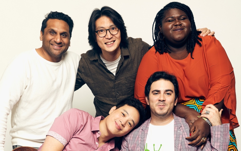 Ravi Patel, Richard Wong, Gabourey Sidibe, (front row L-R) Hayden Szeto, and Grant Rosenmeyer of the film 'Come As You Are'