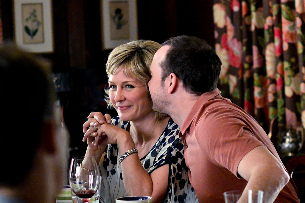 Donnie Wahlberg and Amy Carlson at Blue Bloods family dinner| John Paul Filo/CBS via Getty Images
