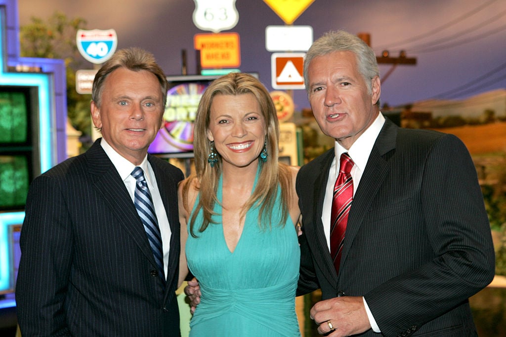 Pat Sajak, Host of "Wheel of Fortune", Vanna White, Co-Host of "Wheel of Fortune" and Alex Trebek, Host of 'Jeopardy!'| M. Phillips/WireImage