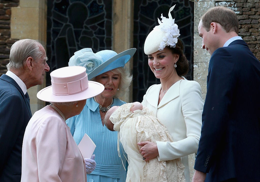 Kate Middleton holds baby Princess Charlotte at her christening. 